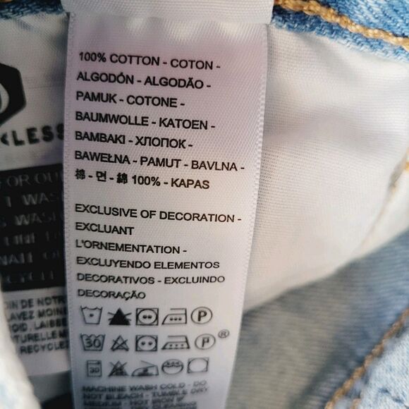 Levis 501 Cut Off Jean Shorts Size 27 Blue Distressed High Rise Button Fly Beach - Picture 4 of 8